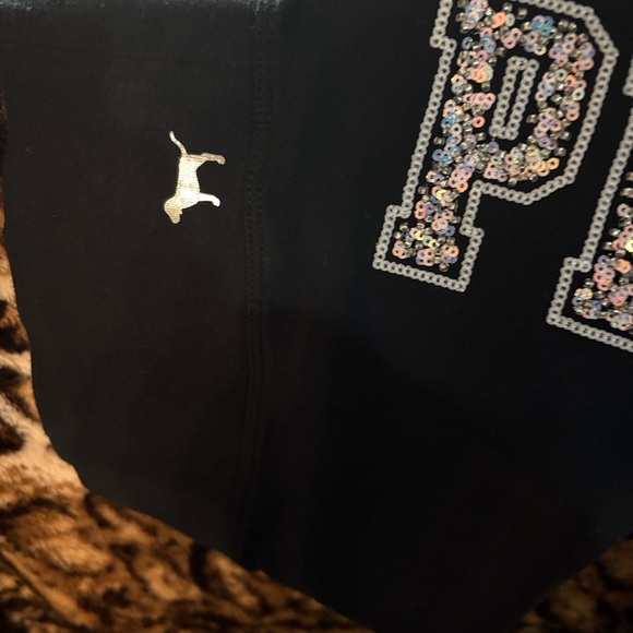 PINK Victoria's Secret Black Leggings with Silver Accents yoga - Picture 5 of 7